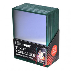 25 COLORED BORDER TOPLOADERS (GREEN) (3x4 in.) - ULTRA PRO